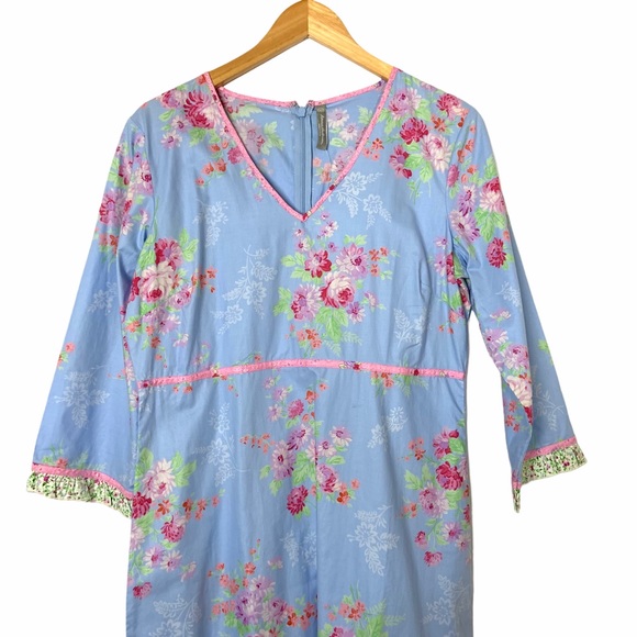 Hanna Andersson Floral Dress 3/4 Sleeve Size 10 - Picture 3 of 7